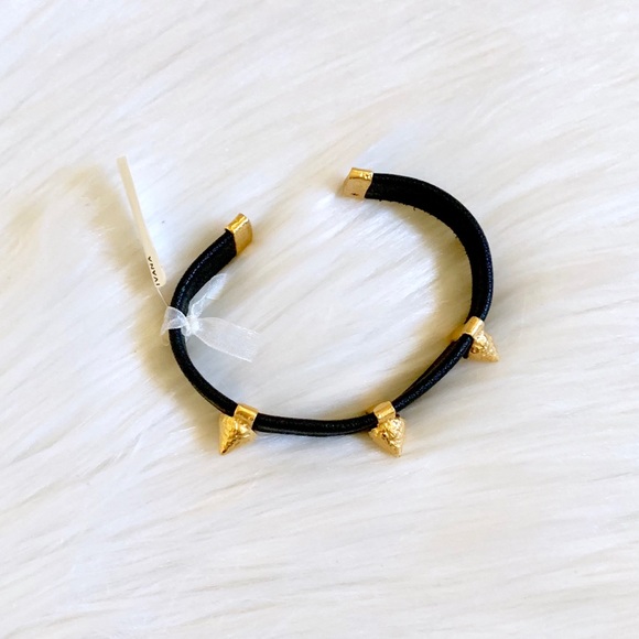 Bansri Black Faux Leather Cone Studded Cuff - Picture 6 of 7